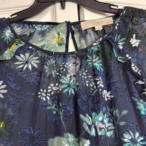 LOFT Sheer Winter Garden Flounce Dress size S - Picture 7 of 12